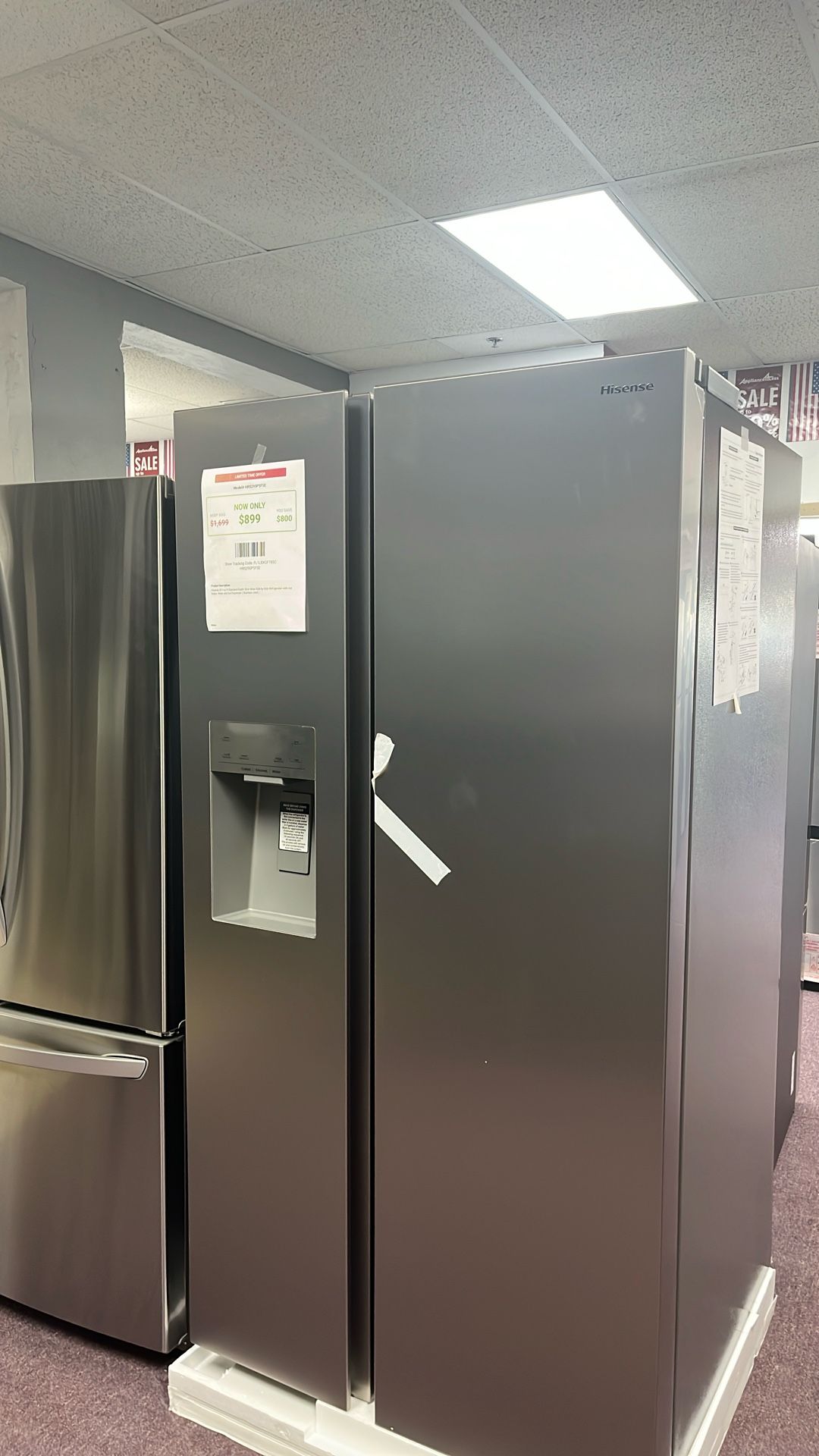 Refrigerator Side By Side Stainless Steel 36” New 1 Year Warranty 