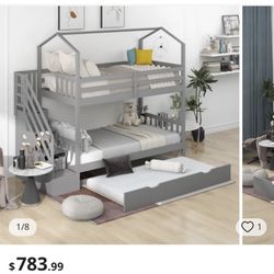 House Twin Trundle Bunk Bed Brand New 