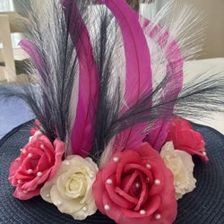 Blue, Pink ,White Kentucky Derby Hat