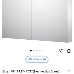 Sunrosa Aluminum Bathroom Medicine Cabinet with Mirror Door, 48"×27.5" Bathroom Mirror Cabinet, Wall-mountable and Recessed-in Mirror Cabinet, 2 Doors