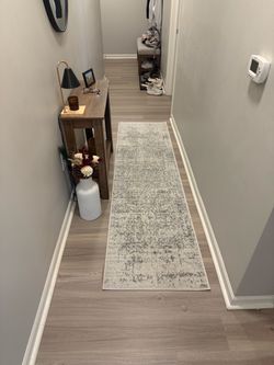 Gray and Ivory Distressed Runner Rug