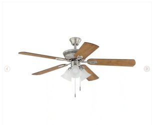 Hampton Bay Glendale III 52 in. LED Indoor Brushed Nickel Ceiling Fan - New