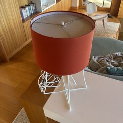 Modern Red Table Lamp with White Metal Base – $40