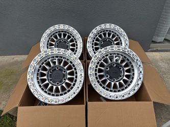 17” INCH LOCK OFF ROAD MOJAVE MACHINED POLISHED OFF ROAD WHEELS/RIMS 6 LUG CHEVY GMC TOYOTA