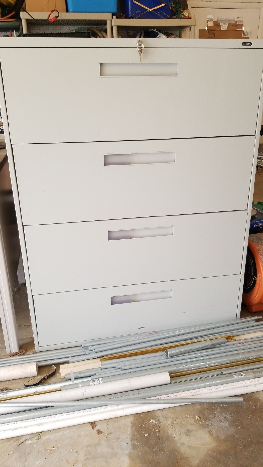 Global filing cabinet with key
