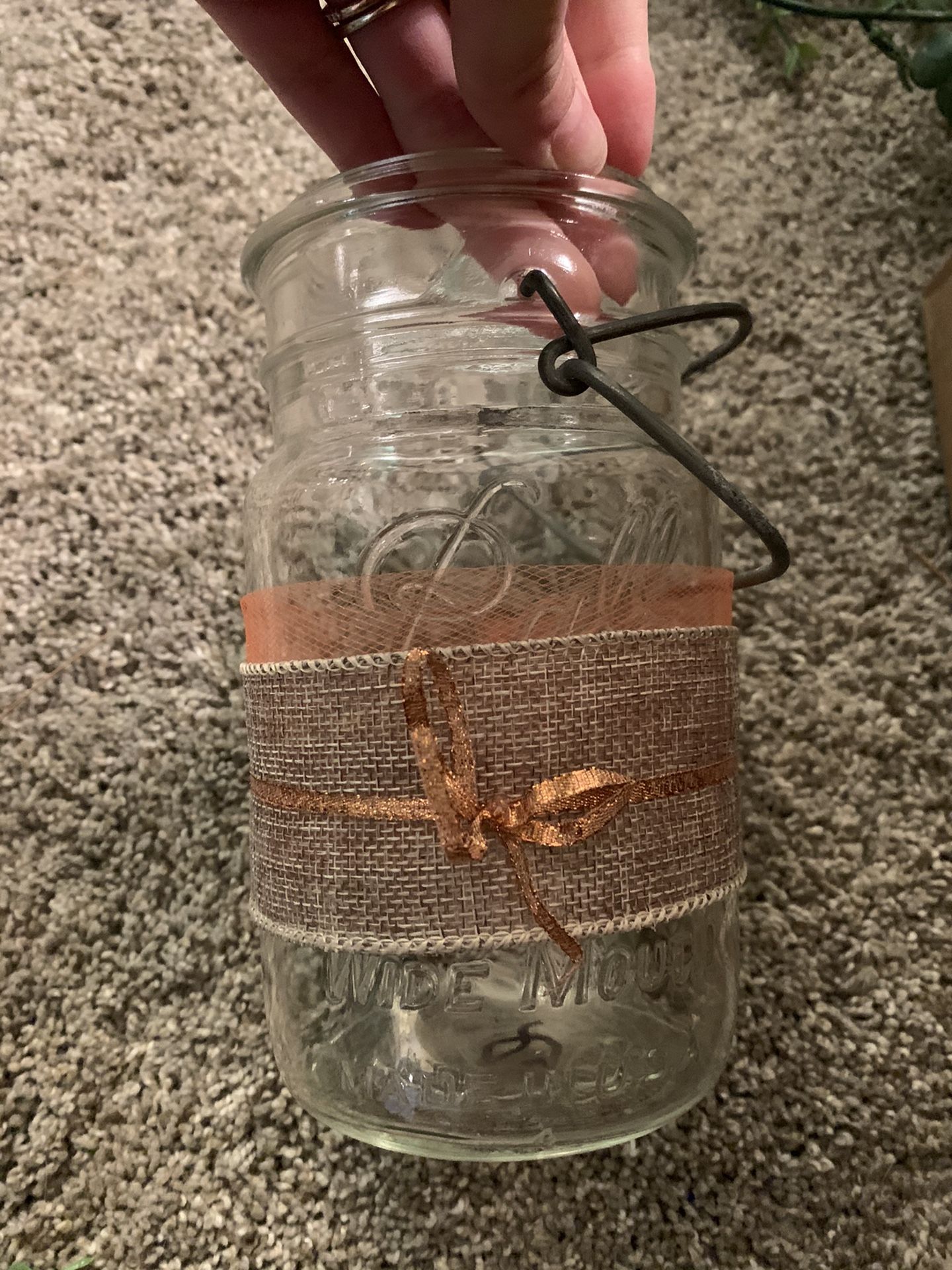 Center Piece Burnt Orange Mason Jars