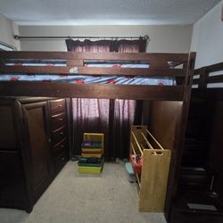 Twin Loft Bed with Stairs and Storage - OBO