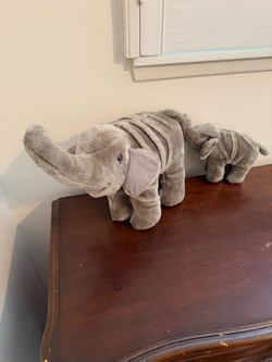 Vintage Feld Entertainment Mother & Baby Elephant Plush – Attached Pair