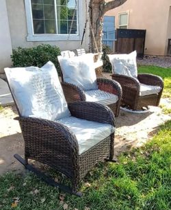 2 Swivel Chairs 2 Rocking Chairs 4 Piece Patio Chair Set Outdoor Patio Furniture Brand New 🆕🚎🚛🆕
