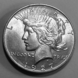 MS 1927-D Peace Dollar,  luster, great strike.