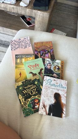 Harry Potter, The Miraculous Journey of Edward Tulane, pollyanna, Pippi Longstocking, The Safari Challenge, Butterflies, The Wonderful Wizard of Oz