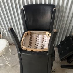 2 Black Leather Chairs + Coffee Table Set 