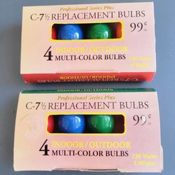 Vintage Christmas Lamps Light Bulbs C-7 1/2 Multicolored