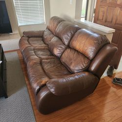Nice Leather Couch With 2 Recliners