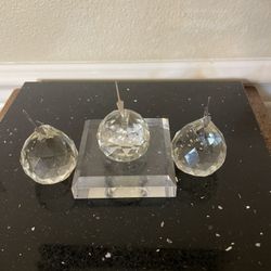 Set of 3 Antique Crystal Glass Balls/ Sphere 1.5” for Chandelier