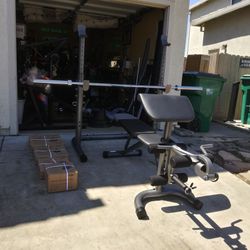 All Brand new Bench squat rack combo with 300lb Olympic weight set