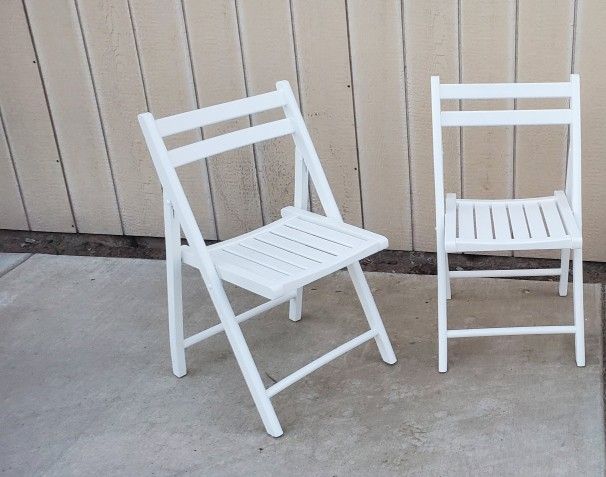 2 White Wood Chairs