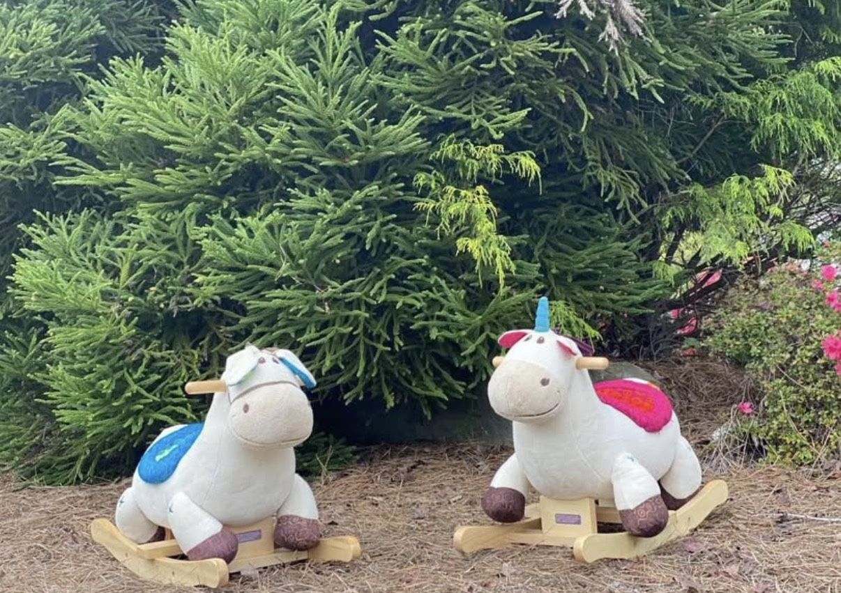 Plush Rocking Horse / Unicorn Ride-On (Pink or Blue) – $30 Each