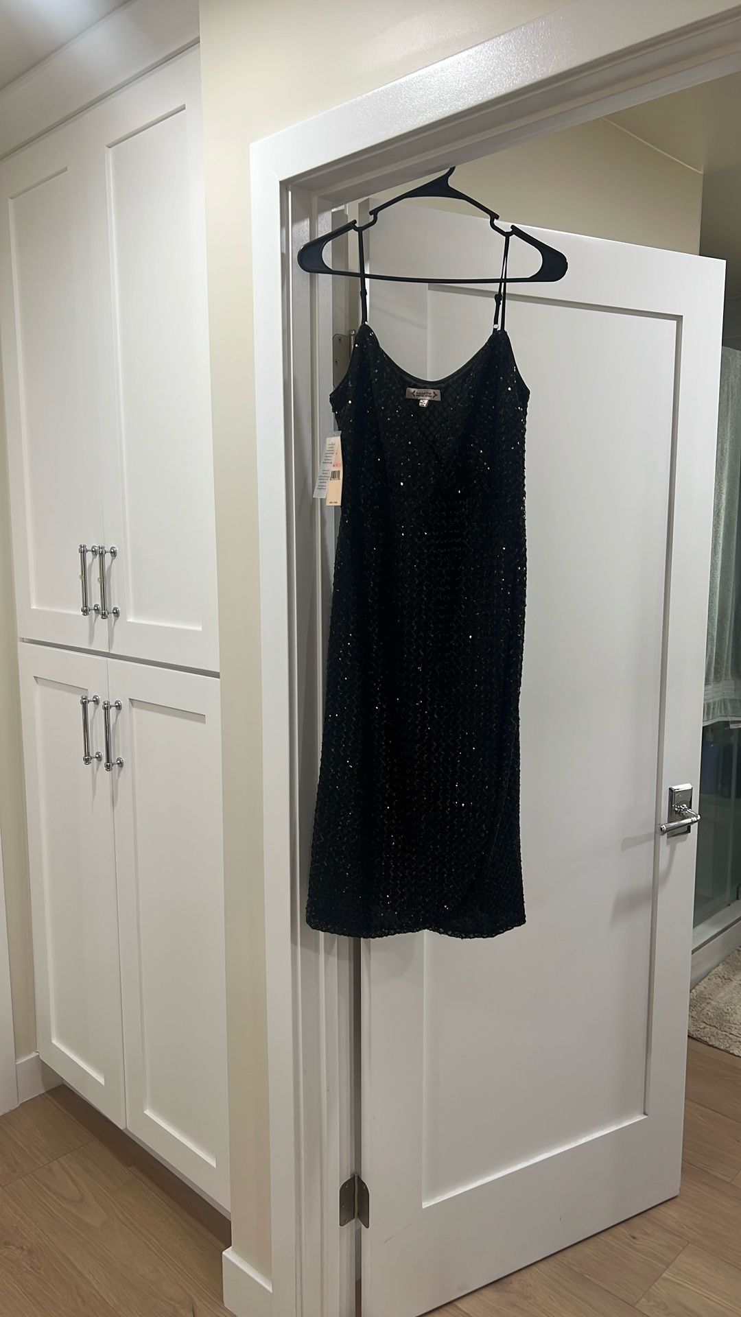 Black Sequin Midi Dress