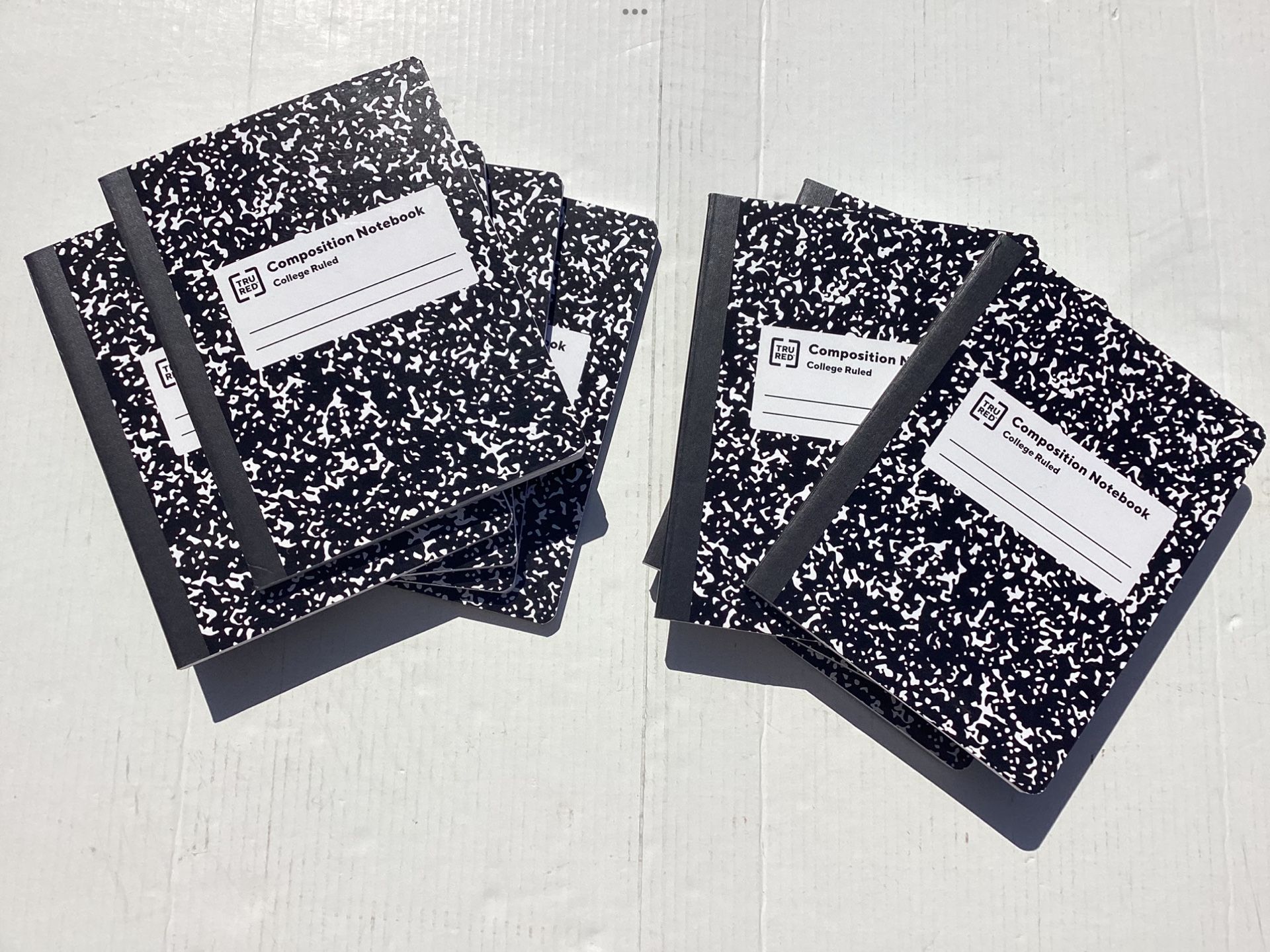 10 NEW Marble Notebooks 100 Sheets Ea. College Wide Ruled Composition Books 7.5” X 9.75”