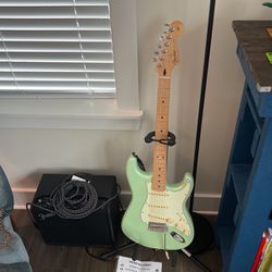 Fender guitar, Fender Amp, Strap, And Stand
