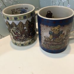 1998 Boyd’s Bears Vintage Bearware Pottery Works Cups Set Of 2