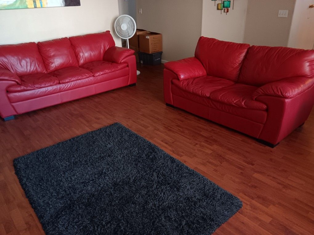 Red Leather Couch Set....