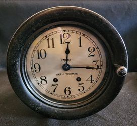 Seth Thomas Ship's Bell Nautical 8 Day Clock 1940's Brass with Bakelite