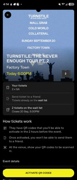 Turnstile Today At Factory Town
