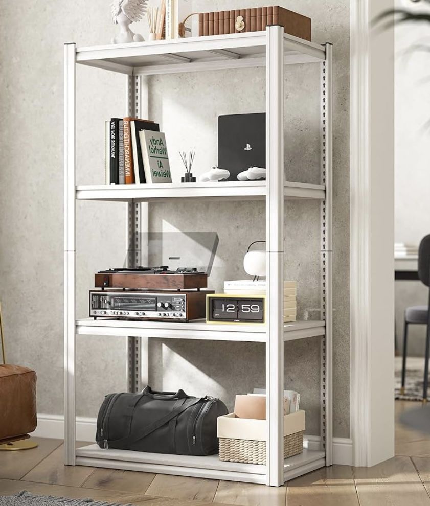 😀 66”Hx15”Dx34”W Garage Shelving Heavy Duty Load 1000LB Garage Storage Shelves Adjustable Heavy Duty Metal Shelving for Storage White Metal Shelves