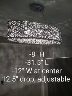 Modern Metal Web Laser Cut Sheath With Crystal Oval Pendant Ceiling Light 9 Light
