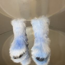 Blue Faux Fur Boots Size 9