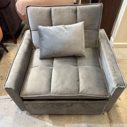 3 in 1 Convertible Sleeper Chair, Modern Pull Out Couch Bed Single Recliner with Adjustable Back, Velvet Futon Folding Sofa Bed Chair for Living Room 