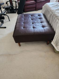 Dark Brown Tufted Ottoman / Bench –
