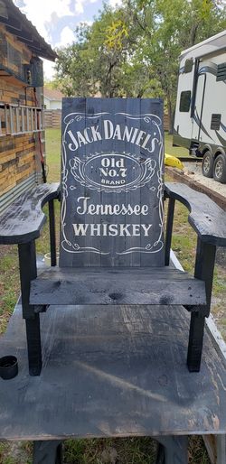 Custom made jack daniels Adirondack style chair