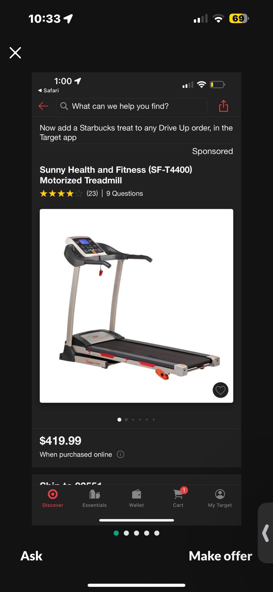Sunny Health and Fitness (SF-T4400) Motorized Treadmill