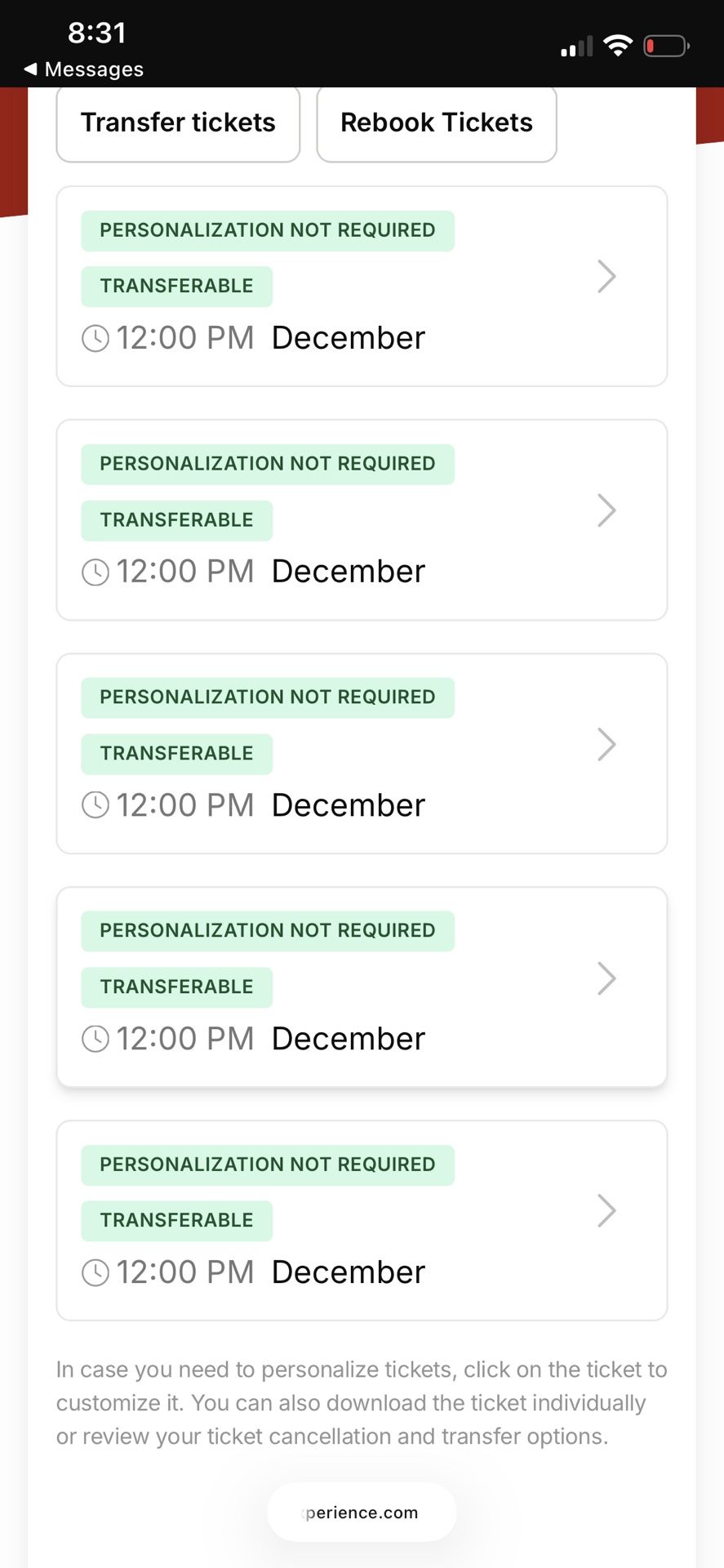 Selling 5 Tickets To The North Pole Experience