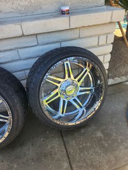 22×12 -6 Lug Impact Chrome Wheels With Tires