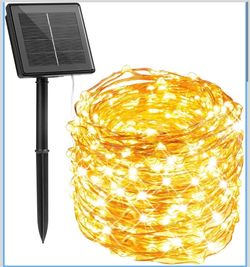 Minetom Solar Fairy Lights,33Ft 100 LED Solar String Lights Outdoor, IP65 Waterproof Patio Lights with 8 Modes for Tree Patio Christmas Party Wedding 