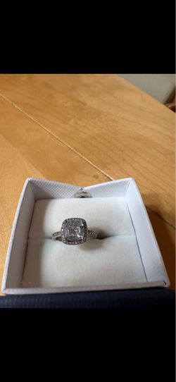 NEW WOMENS CUSHION CUT HALO SET CZ/STERLING SILVER SIZE 7