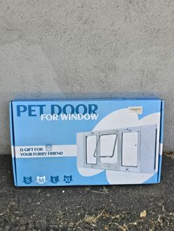 Petoasis medium-size pet door for cats and small dogs, adapts to windows 24 to 28 inches wide, easy to install, undamaged cat door for window, magneti