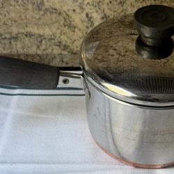 Premium Revere Ware 1 1/2 Qt. Copper Bottom Stainless Steel Saucepan with Lid - $22