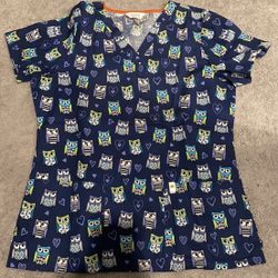 Medium Scrub Top- Owl ‘Code Happy’