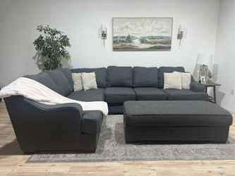 Large Grey Sectional Couch - Delivery Available