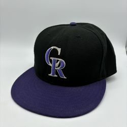 New Era 59Fifty Colorado Rockies Fitted Cap Hat Mens 7 3/4 Black Purple MLB