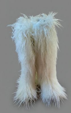 Tall White Shaggy Fur Boots