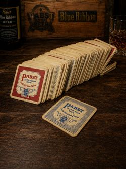 Lot of 98 Vintage Pabst Blue Ribbon Beer Coasters Retro Bar Advertising