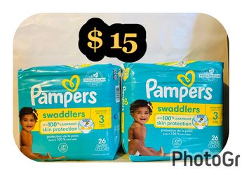 (2) Pampers swaddlers size 3 ( 26 diapers each bag) 