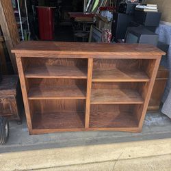 Solid Wood Bookcase Storage Shelf 4-Tier Rustic Oak Style Display Cabinet