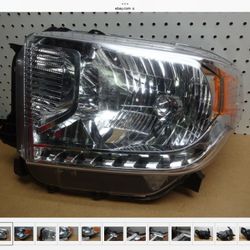 2 broken tabs 2014-2016 TOYOTA TUNDRA LEFT DRIVER HALOGEN HEADLIGHT OEM W/ AUTO LEVEL